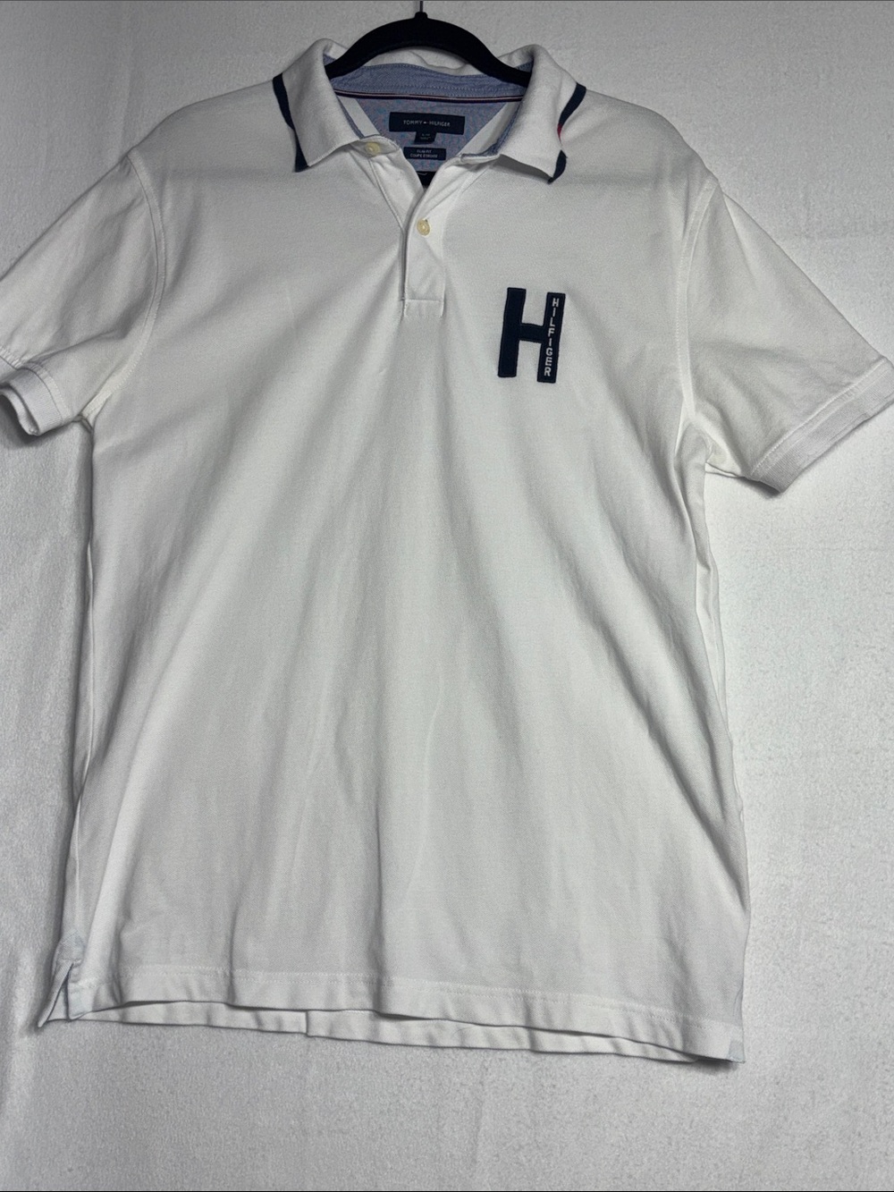 Tommy Hilfiger Slim Fit Logo Textured Short Sleeve Y2K Polo